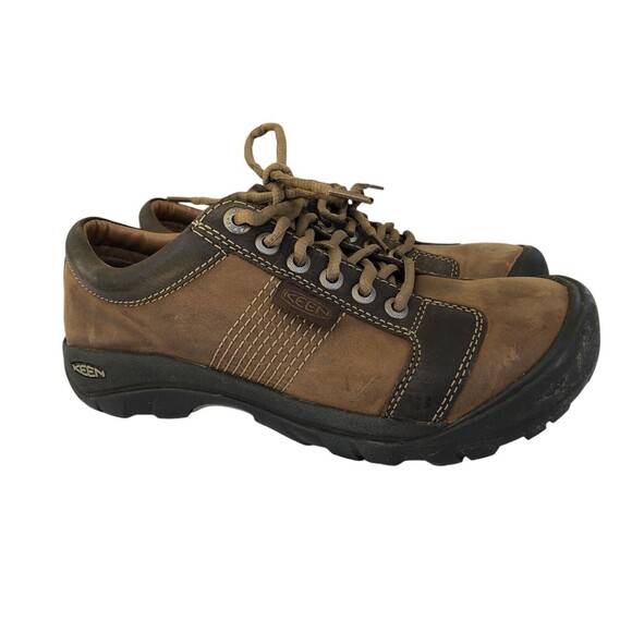 Keen Austin Men's Size 9 US Brown Black Leather Lace On Low Top Casual Shoes - Picture 2 of 9